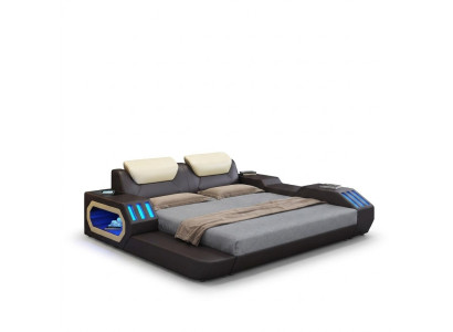 Cadre de lit de design de luxe Lit Lits en cuir USB de luxe Double Lit rembourré d'hôtel