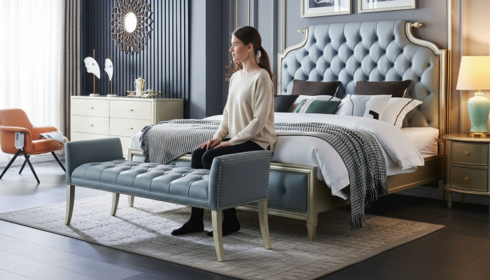 Un lit de designer de haute qualité de style Chesterfield pour votre chambre