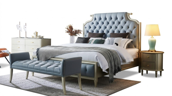 Un lit de designer de haute qualité de style Chesterfield pour votre chambre