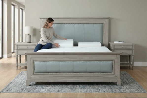 Chambre Lit Tables de chevet 3 pièces Ensemble Design Lits de luxe Bois Lit double neuf