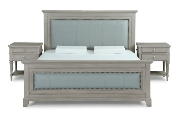 Chambre Lit Tables de chevet 3 pièces Ensemble Design Lits de luxe Bois Lit double neuf