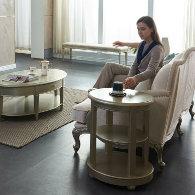 Table d'appoint Table Canapé Bois Canapé Côté Mobilier Designer Rond
