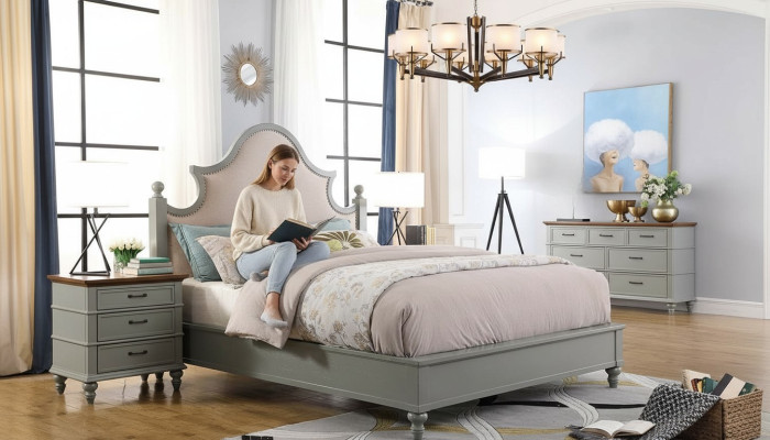 Chambre Ensemble Lit 2x Table de chevet Console Lits Textile Double Hôtel Rembourrage