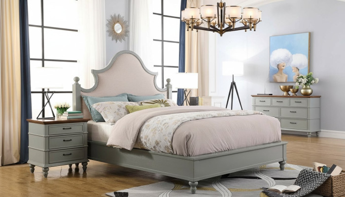 Chambre Ensemble Lit 2x Table de chevet Console Lits Textile Double Hôtel Rembourrage