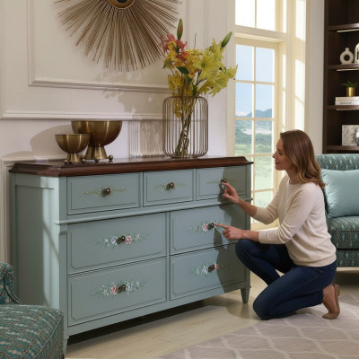 Commode 150 cm Buffet Armoire Buffet en bois Armoire Mobilier Commodes en bois Bois massif