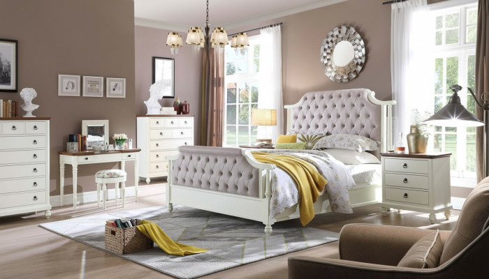 Lit double Lits classiques Lits coloniaux Lits en textile Chesterfield Style wilhelminien