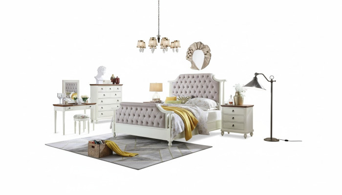Lit double Lits classiques Lits coloniaux Lits en textile Chesterfield Style wilhelminien