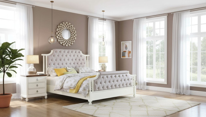 Set de chambre Lit 2x Table de chevet 3 pièces. Lits Fondateur Temps Luxe Chesterfield