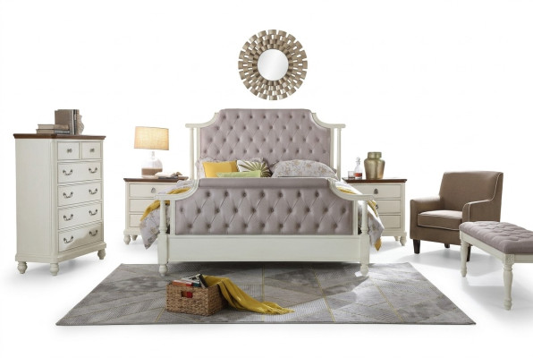 Set de chambre Lit 2x Table de chevet 3 pièces. Lits Fondateur Temps Luxe Chesterfield