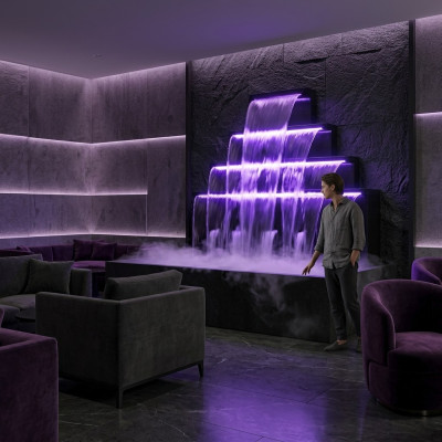 Piscine cascade fontaine en acier inoxydable installations de décoration de caractéristiques de l'eau piscine