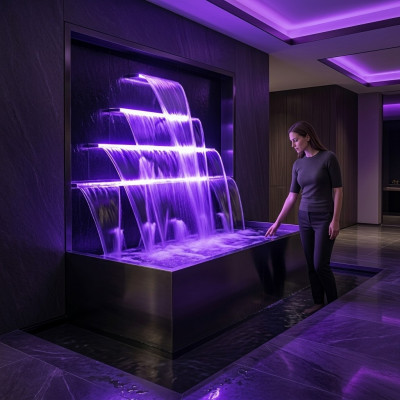 Cascade fontaine piscine en acier inoxydable système de décoration de piscine