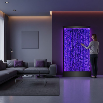 Panneau mural LED avec bulles d'eau, fontaine murale design à bulles d'eau.