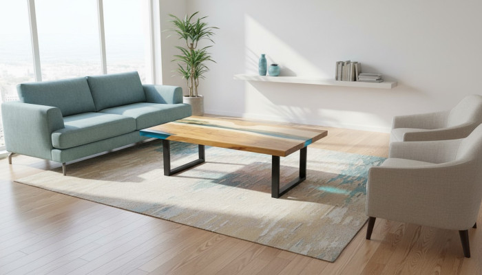 Table basse Table de la rivière Résine époxy Tables massives 120x70 Table de rivière Bois véritable