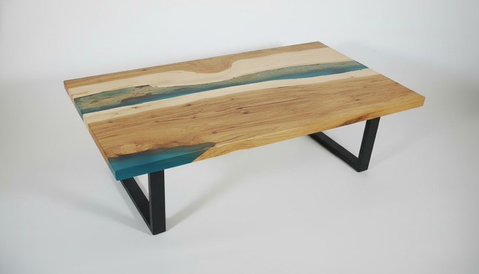 Table basse Table de la rivière Résine époxy Tables massives 120x70 Table de rivière Bois véritable