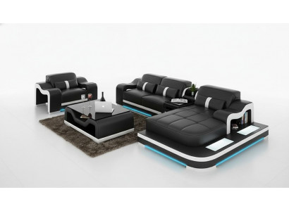 Ensemble complet Ensemble Canapé d'angle Suite d'angle + Table + USB Canapé d'angle
