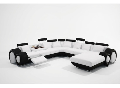 Canapé en cuir avec USB Canapé XXL Paysage de vie Canapé en cuir Grand Canapé Canapé d'angle