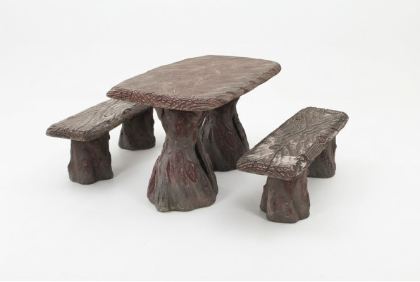 Mobilier de jardin table avec 2 bancs ensemble de jardin en pierre bois