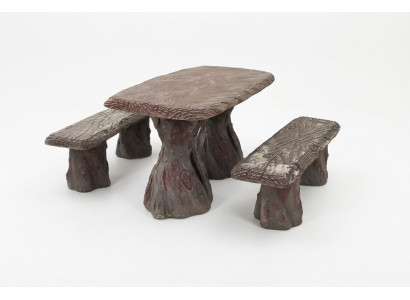 Mobilier de jardin table avec 2 bancs ensemble de jardin en pierre bois