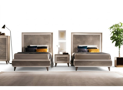 Ensemble Hôtel 2x Lits Table de chevet Conception Chambre à coucher 3 pièces. Mobilier arredoclassic