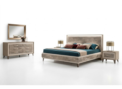 Ensembles de chambre à coucher Lit 2x Table de chevet Commode Miroir ensemble 5 pièces arredoclassic