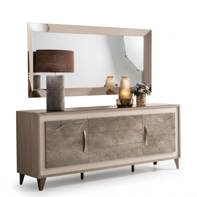 Buffet Bahut Commode Miroir 2 pièces Commodes Meubles en bois Bahut arredoclassic