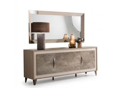 Buffet Bahut Commode Miroir 2 pièces Commodes Meubles en bois Bahut arredoclassic