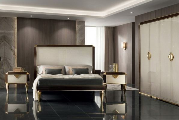 Lits Lits Hôtel Luxe Designer Double Chambre de mariage Beige arredoclassic