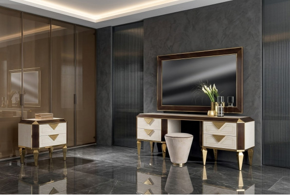 Coiffeuse Miroir + Tabouret Coiffeuse Coiffeuse Cosmétique arredoclassic