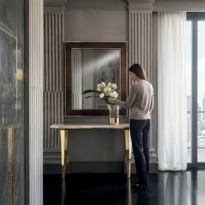 Bois Meubles Italiens Console Miroir Buffet Ensemble de 2 pièces arredoclassic