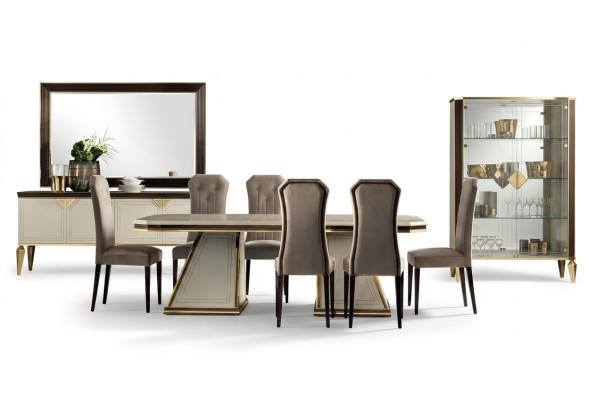 Ensemble de chaises de salle à manger avec siège rembourré et dossier, ensemble de 6 chaises design, suite complète.