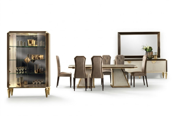 Ensemble de salle à manger 10 pièces. Ensemble Vitrine Table 6x Chaise Buffet Miroir Meubles Bois