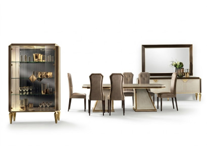 Ensemble de salle à manger 10 pièces. Ensemble Vitrine Table 6x Chaise Buffet Miroir Meubles Bois