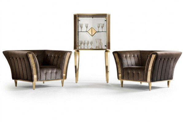 Fauteuil Club Lounge Lehn Fauteuil Tapisserie Canapé 1 Place TV Velours arredoclassic