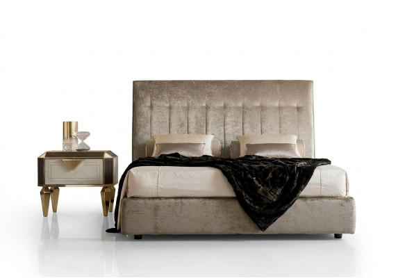 Lit 2x Table de chevet 3 pièces Ensemble de chambre à coucher Designer Lits de luxe complet pour hôtel