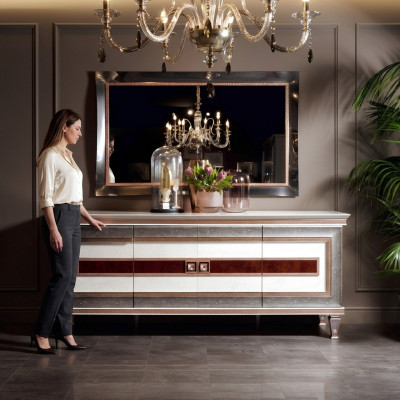 Commode avec miroir Meuble en bois Buffet de luxe Ensemble de 2 pièces arredoclassic