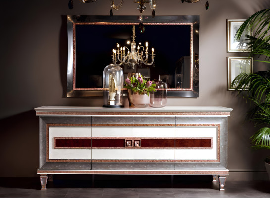 Commode avec miroir Meuble en bois Buffet de luxe Ensemble de 2 pièces arredoclassic