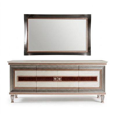 Commode avec miroir Meuble en bois Buffet de luxe Ensemble de 2 pièces arredoclassic