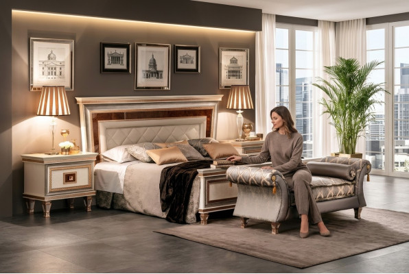Lits design Lit Lit rembourré 180x200 Lit double meubles arredoclassic