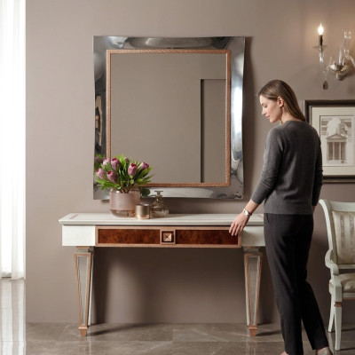 Classique Grand Miroir Miroir mural Miroir suspendu Cadre en bois Porte-manteau neuf