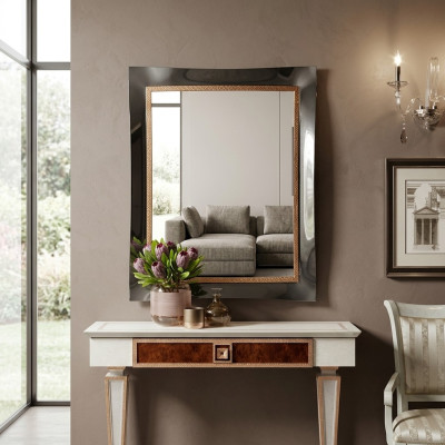 Classique Grand Miroir Miroir mural Miroir suspendu Cadre en bois Porte-manteau neuf