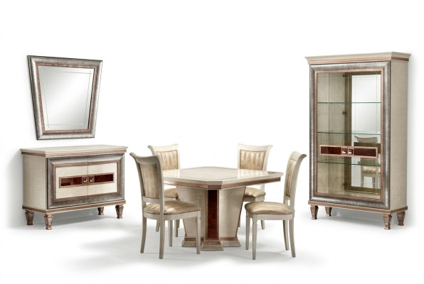 Table à manger 4x chaises Commode 8pcs. Set de salle à manger Groupe Suite Groupe de sièges