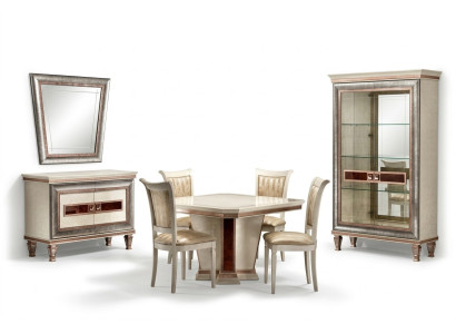 Table à manger 4x chaises Commode 8pcs. Set de salle à manger Groupe Suite Groupe de sièges