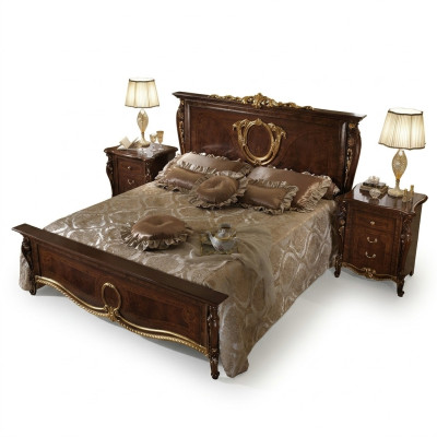Lit 2x Table de chevet 3 pcs Ensemble de chambre à coucher Design Mobilier luxueux moderne classique