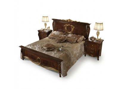 Lit 2x Table de chevet 3 pcs Ensemble de chambre à coucher Design Mobilier luxueux moderne classique
