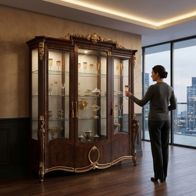 Vitrine de luxe Mobilier de salon Armoire Vitrines en verre Armoires design Commodes