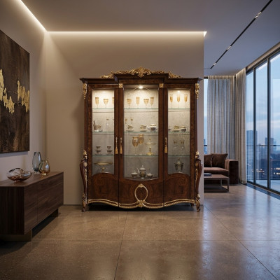 Vitrine de luxe Mobilier de salon Armoire Vitrines en verre Armoires design Commodes