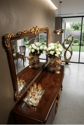 Miroir mural classique avec cadre en bois Miroir Meubles neufs 165x114 Cadre en verre Design