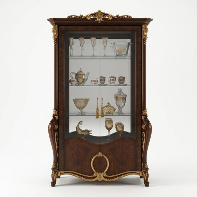 Salon Mobilier Classique Bois Vitrine en Verre Armoire en Verre Armoire Vitrine Présente le nouveau