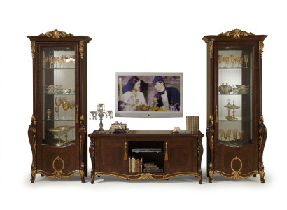 Unité murale Style baroque Vitrine de salon Buffet Meuble TV Étagère Unités murales Armoire