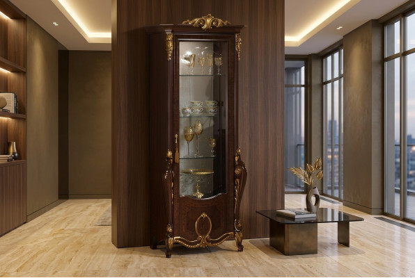 Étagère de garde-robe classique bibliothèque étagère Vitrine Vitrine en verre